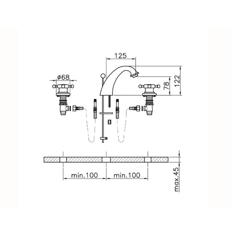 Huber Victorian 3-otvorová umývadlová batéria Bronz VT00101027
