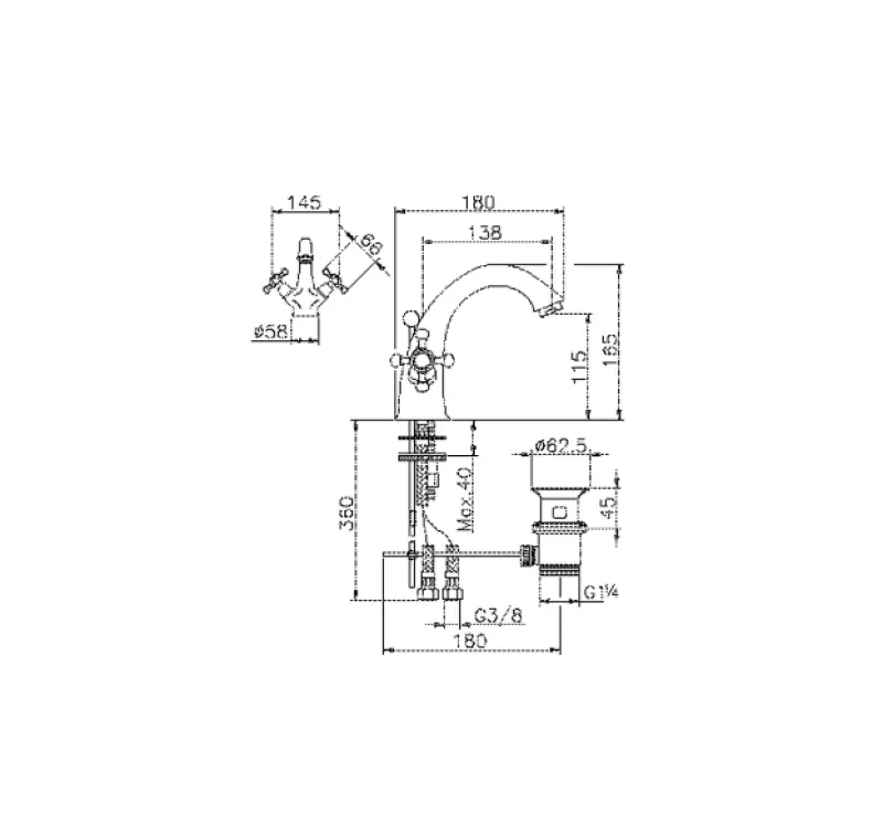 Huber Victorian Umyvadlová Batéria Zlatá VT0005102G