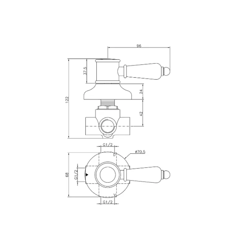 Huber Victorian 2-cestný prepínač Zlatý 653.VT01H.AG