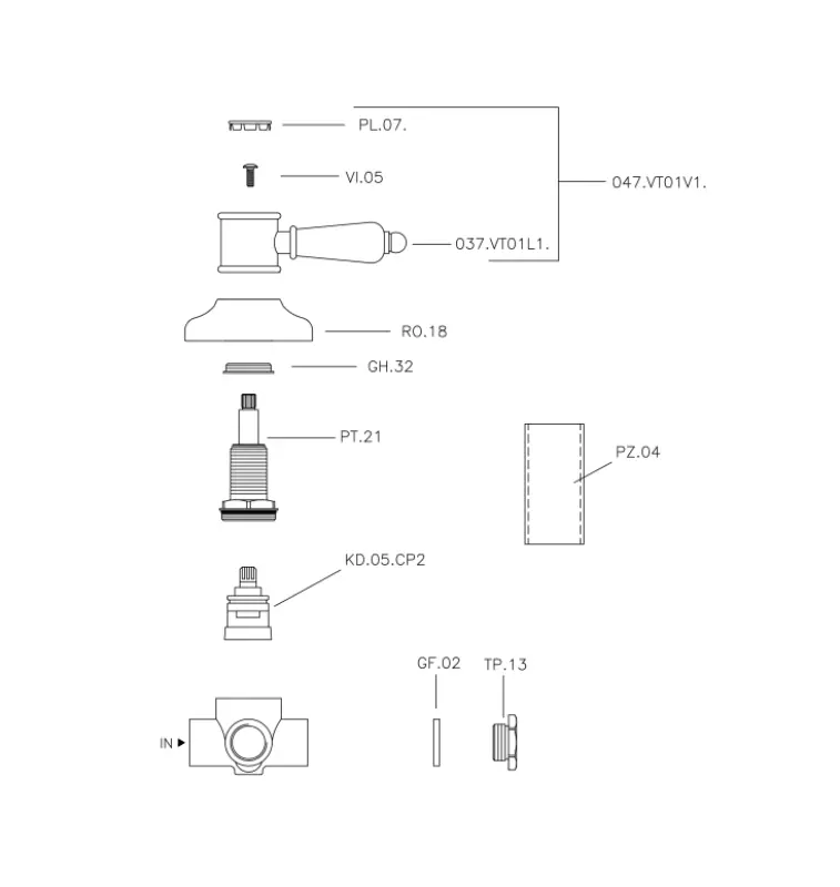 Huber Victorian 2-cestný prepínač Zlatý 653.VT01H.AG