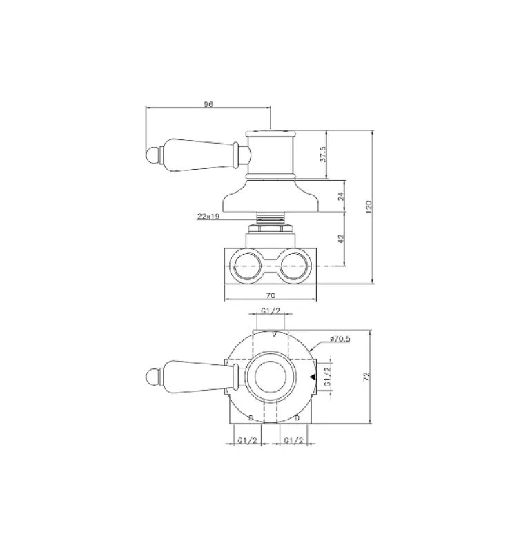 Huber Victorian 3-cestný prepínač Bronzový VT00027027