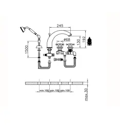 Huber Victorian 4-otvorová termostatická batéria na vaňu so sprchovou súpravou Bronz VTT7601027
