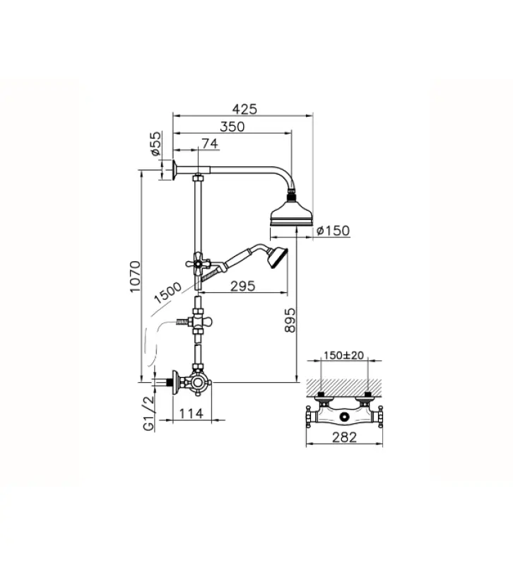 Huber Victorian Termostatická sprchová sada 15 cm Bronz 390.VT01H.BA