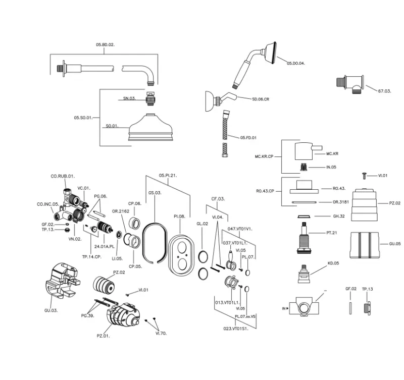 Huber Victorian Termostatická Vstavaná Sprchová Sada RVS 913.VT01H.AC