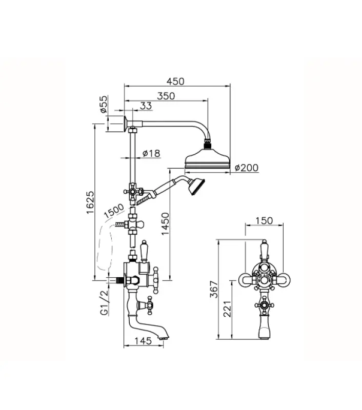 Huber Viktoriánska Termostatická Sprchová Sada Bronzová 592.VT21H.BA