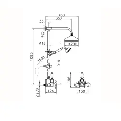 Huber Victorian Termostatická Sprchová Sada 20cm Zlatá 590.VT21H.AG