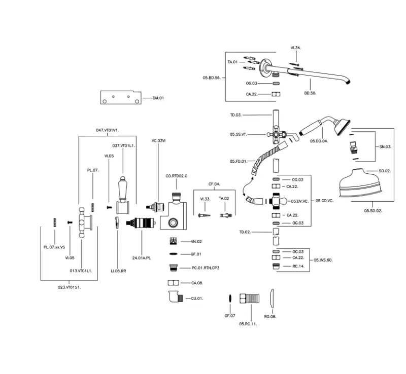 Huber Victorian Termostatická Sprchová Sada 20cm Zlatá 590.VT21H.AG