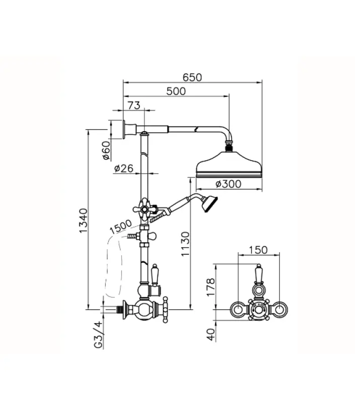 Huber Victorian Termostatická Sprchová Sada RVS 590.VN31H.AC