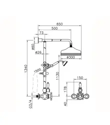 Huber Victorian Thermostatic Shower Set Gold 590.VN31H.AG