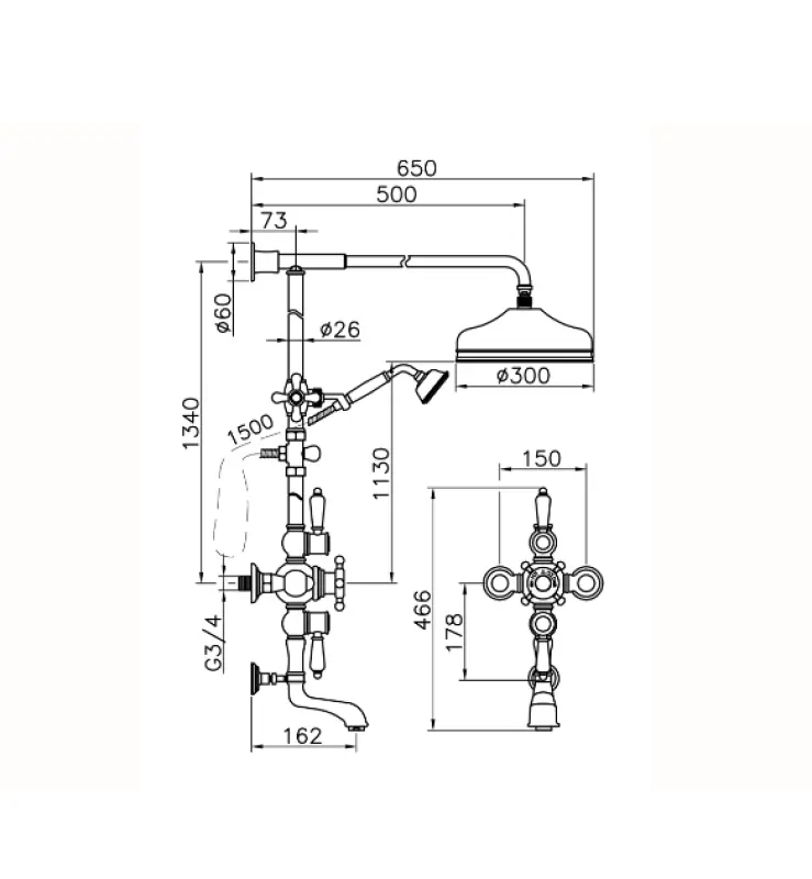 Huber Victorian Termostatická Kúpeľňová/Sprchová súprava 30cm Bronz 592.VN31H.BA