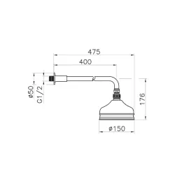 Huber Nostalgická dažďová sprcha 15 cm sprchová hlavica chróm s nástenným ramenom 611.01H.CR