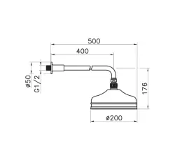 Huber Nostalgická dažďová sprcha 20cm Chróm s nástenným ramenom 611.02H.CR
