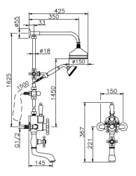 Huber Victorian Termostatická Sada na Vaňu/Sprchu RVS 1154958052