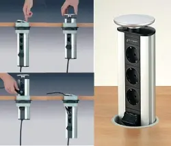 EVOline Port 3 Výsuvná zásuvka s uzemnením, biely kryt