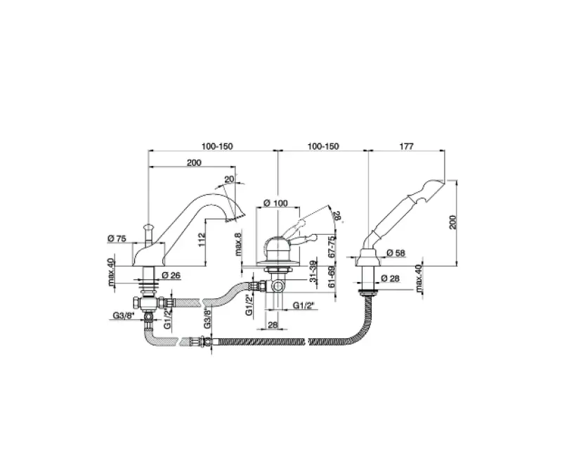 Cisal Arcana Royal Vaňová batéria na okraj vane Bronz AY00126027