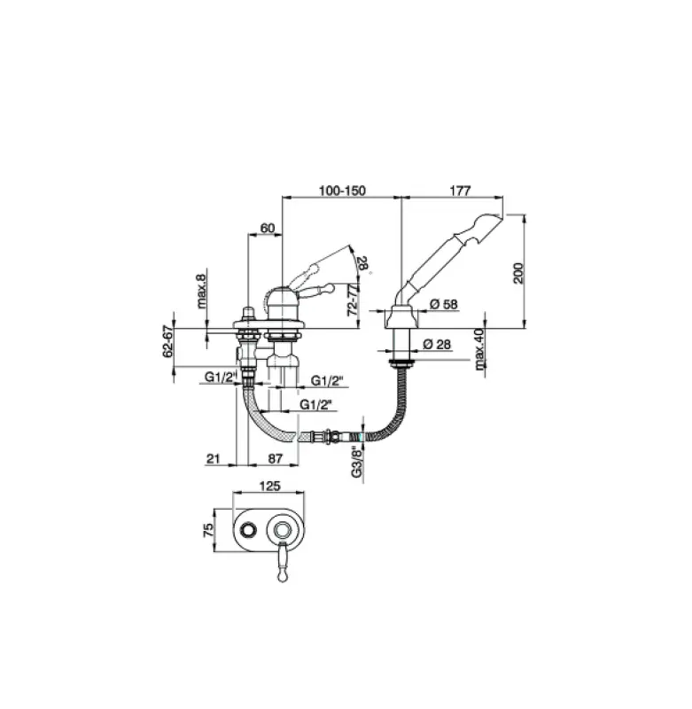 Cisal Arcana Royal Vaňová batéria na okraj vane Chróm AY00129021