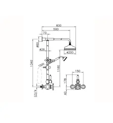Huber Victorian Thermostatic Shower Set 20cm Stainless Steel 590.VN21H.AC