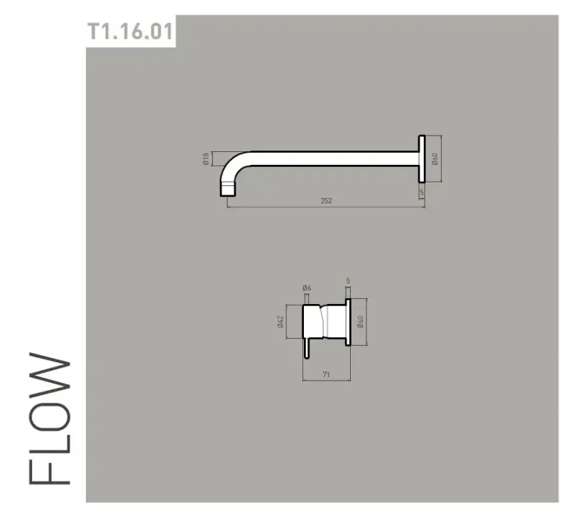 Vodovodná batéria Watervolution Flow, chrómová, s výtokom 25 cm, T116B01-25