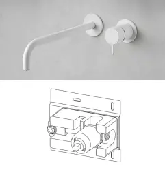 Waterevolution Flow vstavaná umývadlová batéria matná biela s výtokom 25 cm T116BBR-25