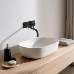 Waterevolution Flow vstavaná umývadlová batéria s krycou doskou matná čierna s výpusťou 25 cm T1161BPR-25