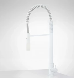 Waterevolution Flow semi-profesionálna kuchynská batéria matná biela s kolónou a pružinou T157BR