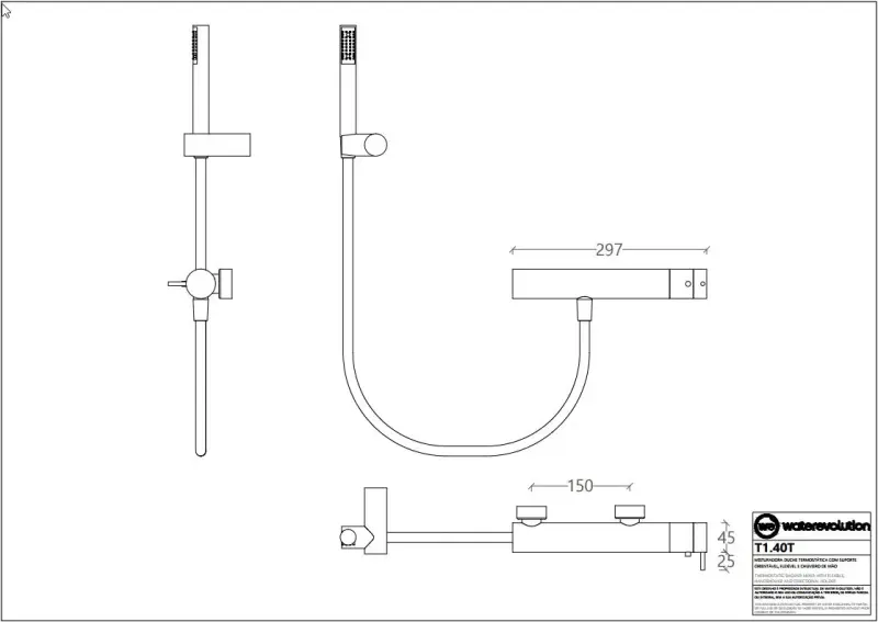 Waterevolution Flow sprchový termostat so sprchovou súpravou chróm T140T01