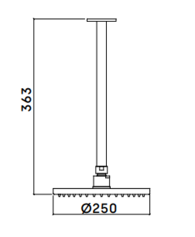 Waterevolution Flow hlavová sprcha 250 mm s pripojením na strop, chróm T164201
