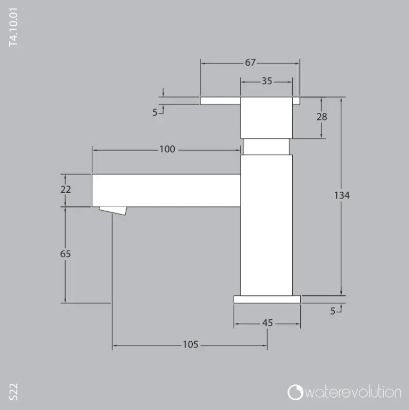 Waterevolution S22 RVS umývadlová batéria s odtokom T410IE