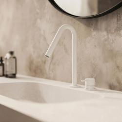 Waterevolution Flow 2-otvorová umývadlová batéria matná biela s malým V 120 mm výtokom T1121VBR