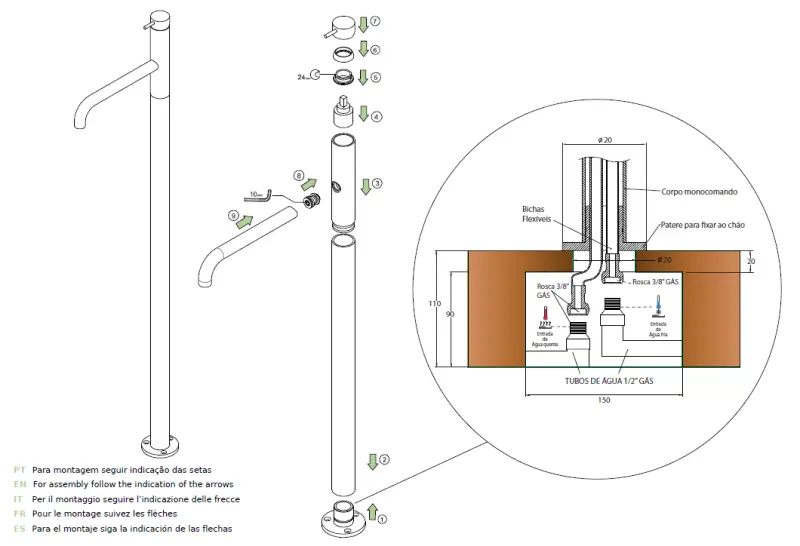 Waterevolution Flow voľne stojaca umývadlová batéria matná biela T113BR
