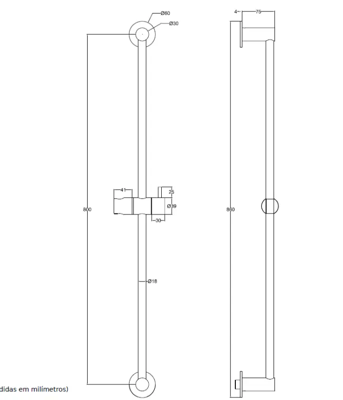 Waterevolution Flow sprchová tyč 800 mm chróm T166001