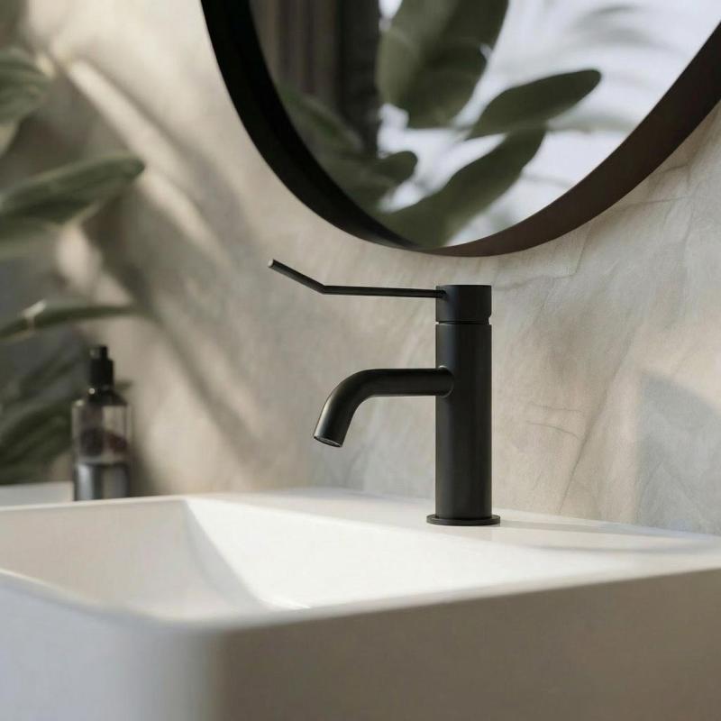 Waterevolution Flow umývadlová batéria vrátane click plug matná čierna T111PR