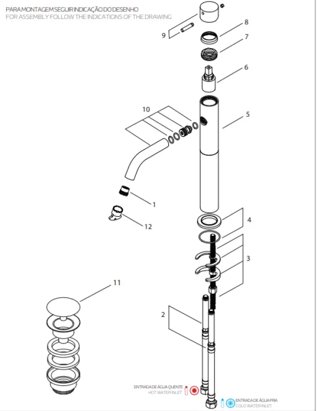 Waterevolution Flow umývadlová batéria s vysokým výtokom pre umývadlá vrátane click plug, úplne z nehrdzavejúcej ocele T115IE