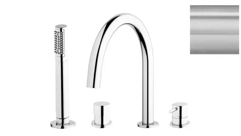 Waterevolution Flow 4-otvorová vaňová batéria pre montáž na okraj vane, úplne z nehrdzavejúcej ocele T138IE