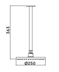 Waterevolution Flow hlavová sprcha 250 mm s montážou na strop, úplne z nehrdzavejúcej ocele T1642IE