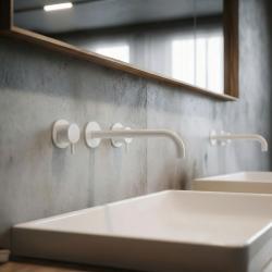 Waterevolution Flow 3-otvorová vstavaná batéria k umývadlu, matná biela, s výtokom 21 cm T1163FBR-21