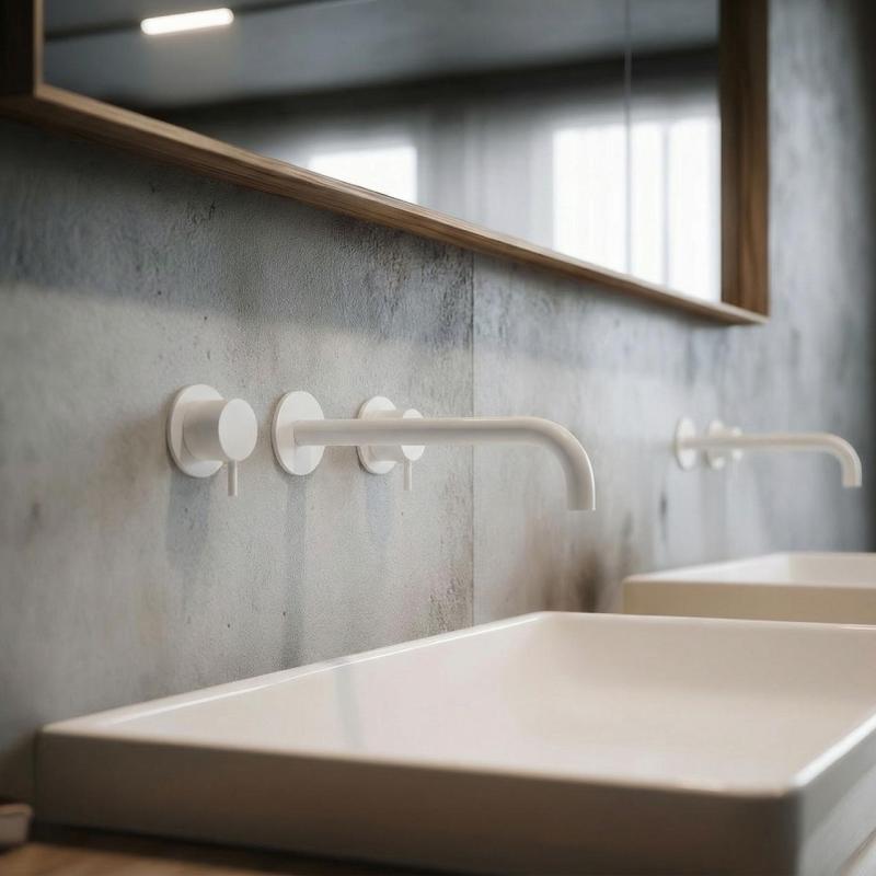 Waterevolution Flow 3-otvorová vstavaná batéria k umývadlu, matná biela, s výtokom 21 cm T1163FBR-21