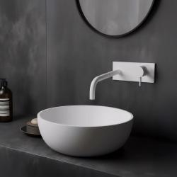 Vodovodná batéria Watervolution Flow s krycou doskou, matná biela, s výtokom 21 cm T1161BBR-21