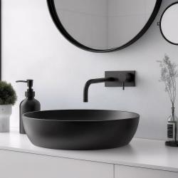 Vodovodná batéria Waterrevolution Flow s krycou doskou, matná čierna, s výtokom 15 cm T1161BPR-15