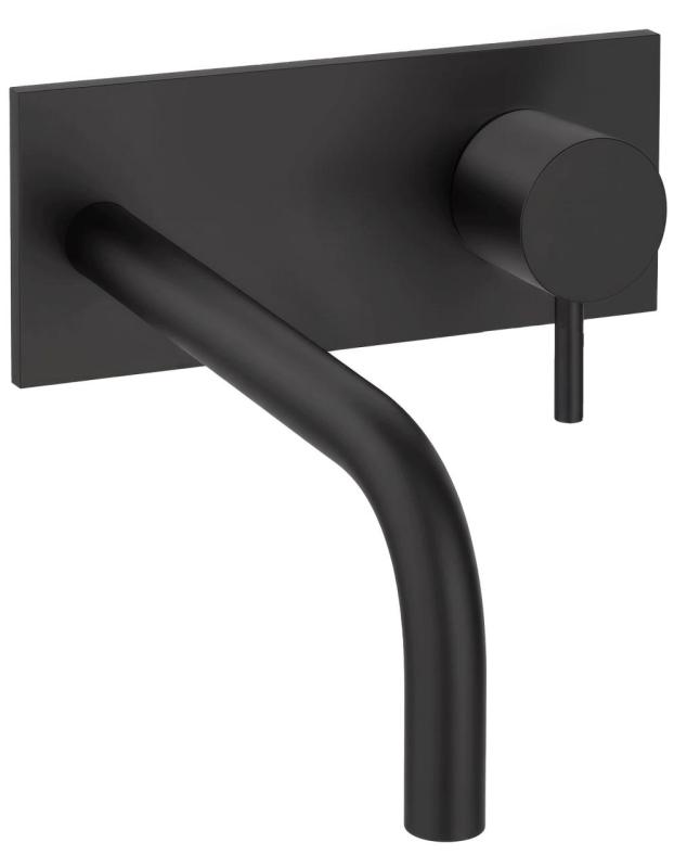 Vodovodná batéria Waterrevolution Flow s krycou doskou, matná čierna, s výtokom 15 cm T1161BPR-15