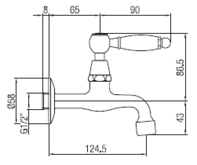 PB klasický nástenný fontánový kohútik s bielou rukoväťou na studenú vodu chróm 1208853472