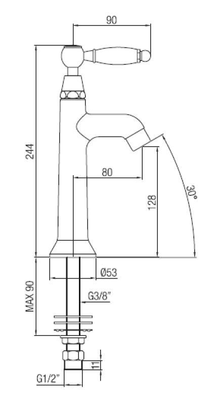 PB klasický fontánový kohútik s bielou pákou na studenú vodu s bronzom 1208853892