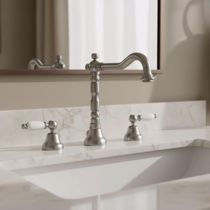 PB klasická batéria 3-otvorová umývadlová batéria Biele rukoväte Nerezová oceľ 1208854282