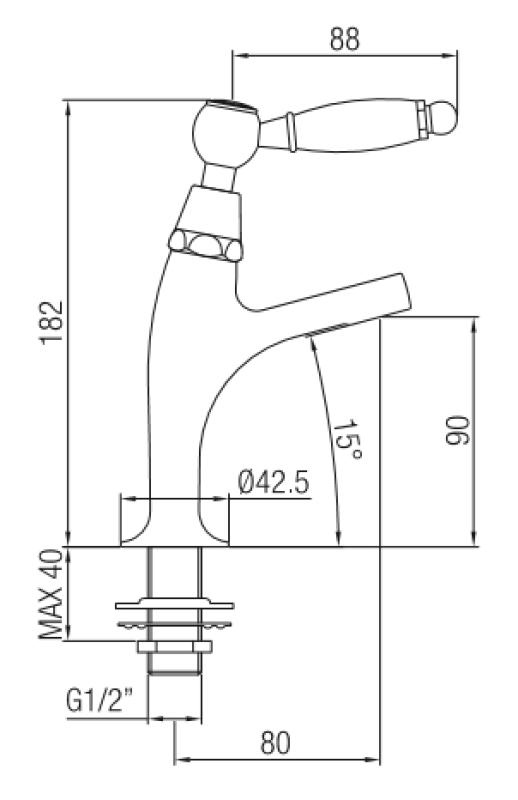 PB klasický fontánový kohútik s bielou rukoväťou, studená voda, malý model, bronz 1208854902