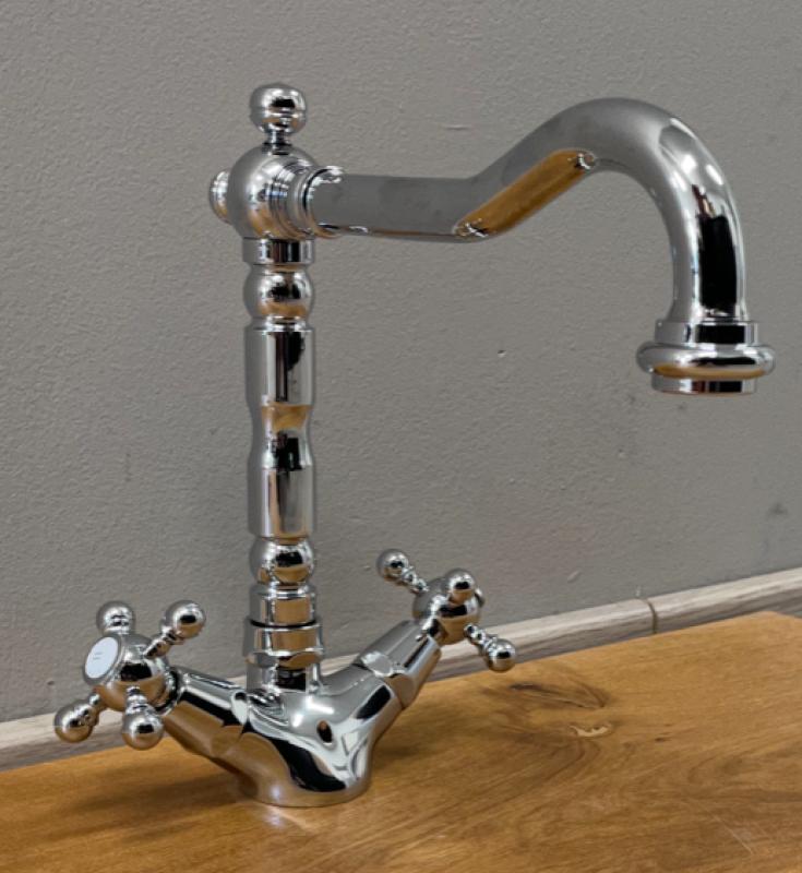 PB klasický umývadlový kohútik hviezdicové rukoväte výtok 18,5 cm Chróm 1208854932