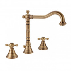 PB klasická 3-otvorová umývadlová batéria s hviezdicovými rukoväťami, výtok 18,5 cm Bronz 1208854942