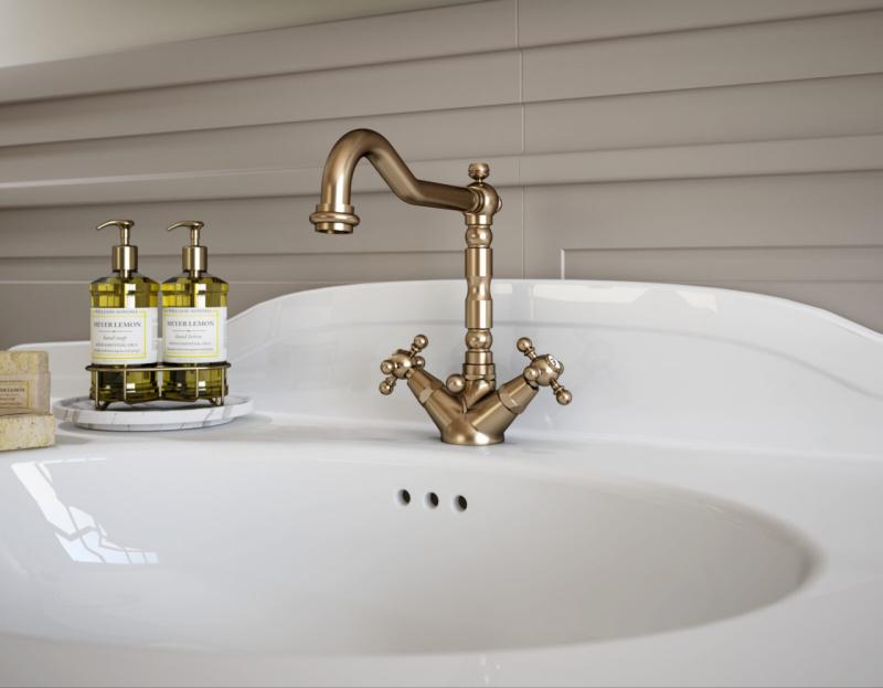 PB klasická umývadlová batéria s hviezdicovými rukoväťami, výtok 18,5 cm Bronz 1208854962