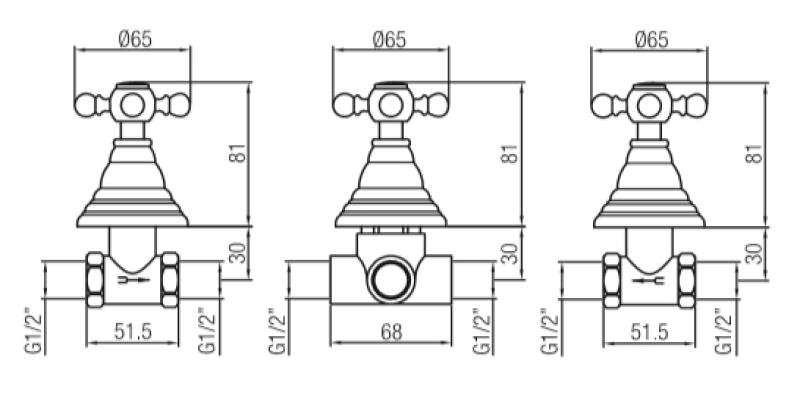 PB klasická 2-cestná vstavaná sprchová súprava s prepínačom a hviezdicovými rukoväťami Chróm 1208855362