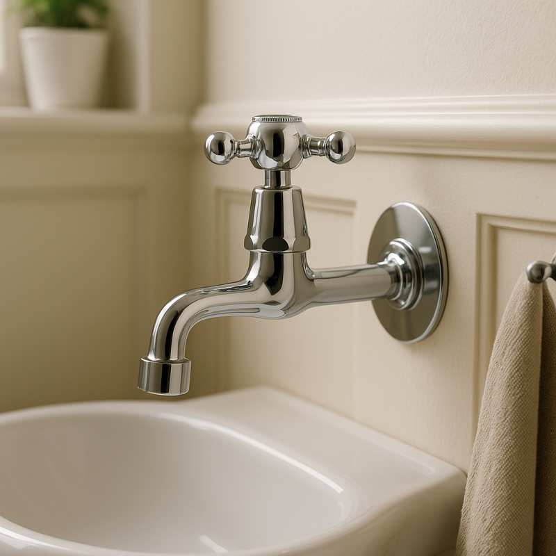 PB klasický nástenný fontánový kohútik s hviezdicovou rukoväťou na studenú vodu, chróm 1208855592