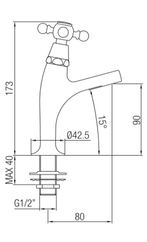 PB klasický fontánový kohútik s hviezdicovou rukoväťou, studená voda, malý model, chróm 1208855682